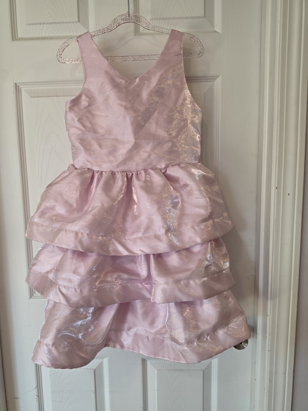 Girls Amy Byer Light Pink Shimmery Tiered Party Dress Size 10